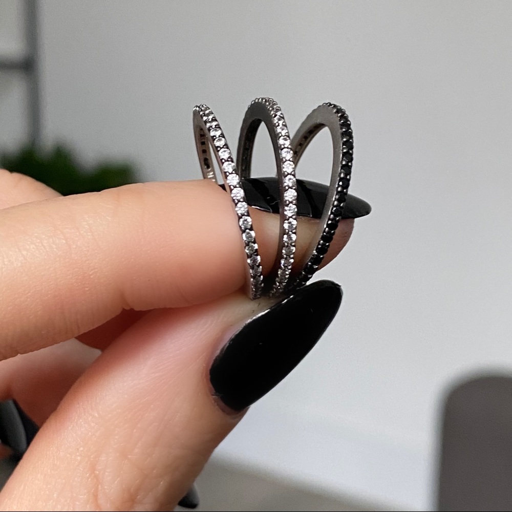 Black, Grey & White Gold Stacking Eternity Rings